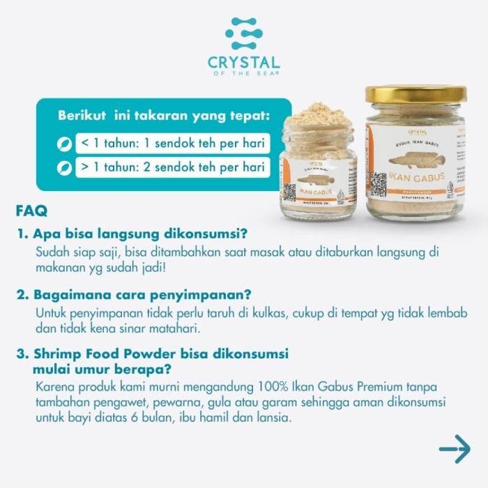 Crystal of the Sea Gabus Food Powder 20g / 80g / Bubuk Ikan Gabus