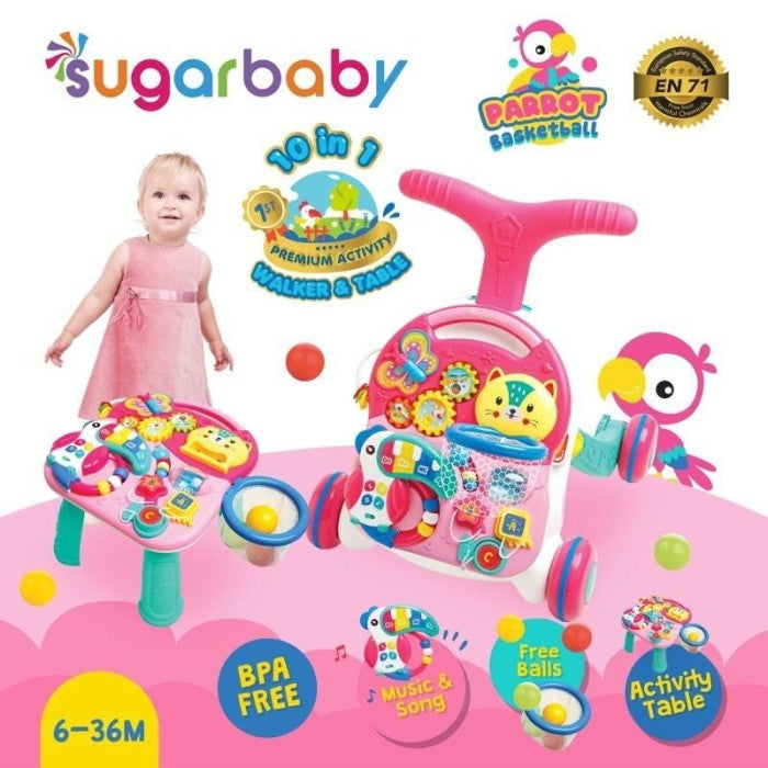 Sugar Baby 10IN1 Premium Activity Walker & Table - Push Walker