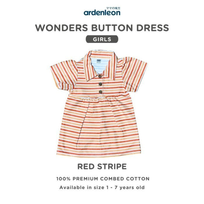 Ardenleon Rok Anak Wonders Button Dress Baju Anak Perempuan