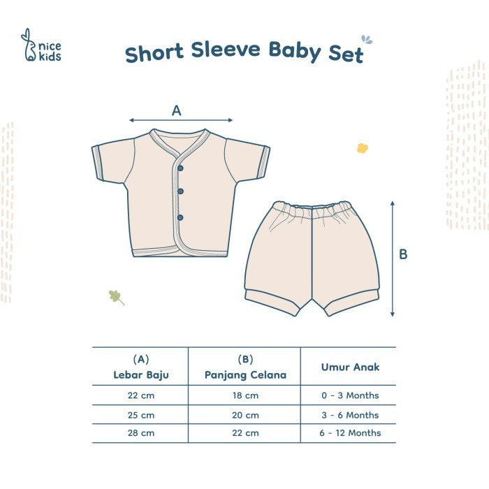 SHORT SLEEVE BABY SET- nice kids (piyama bayi)