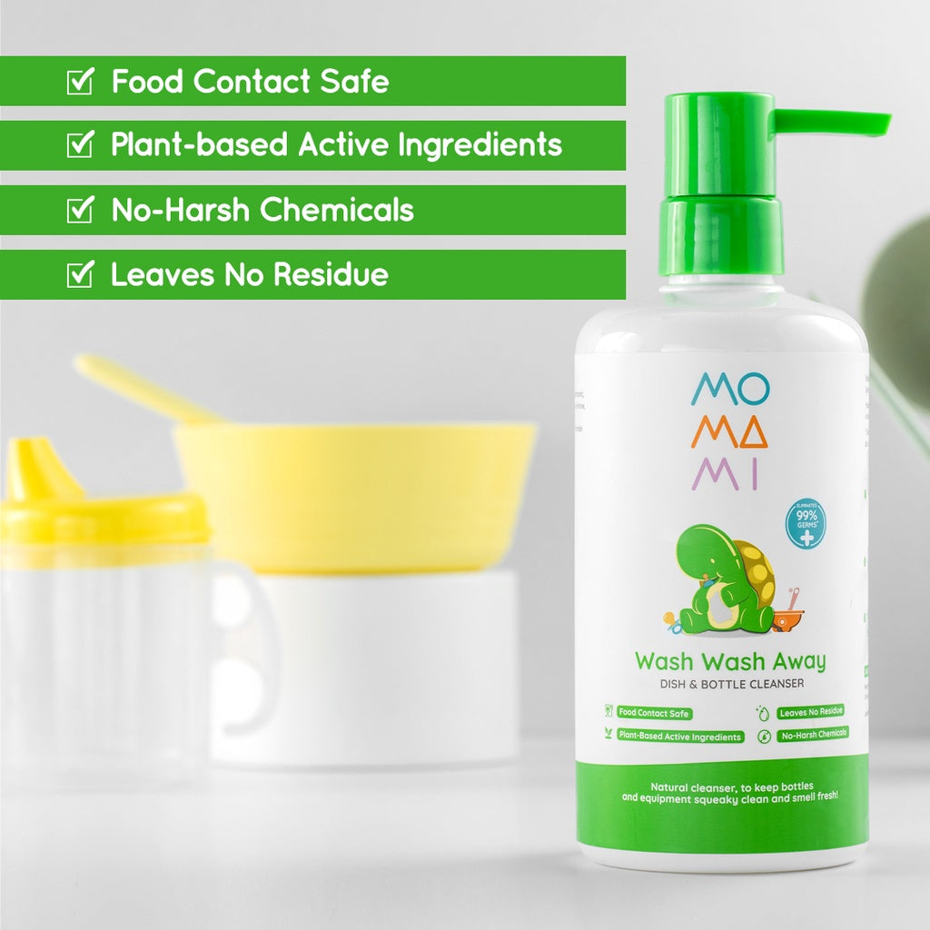 Momami Wash Wash Away Dish & Bottle Cleanser 500ml - Pembersih Piring & Botol Bayi
