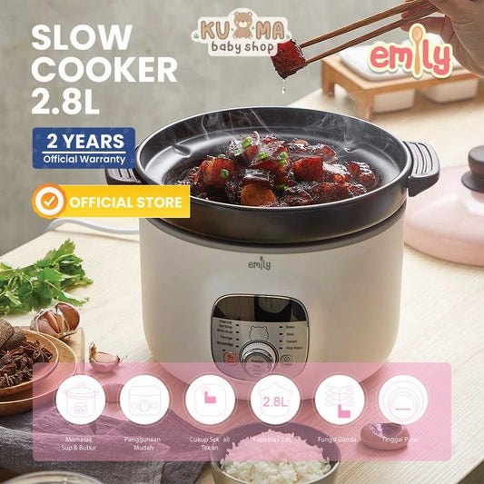 Emily Slow Cooker Clay Coated Pot 2.8L / Baby & Family Food Maker