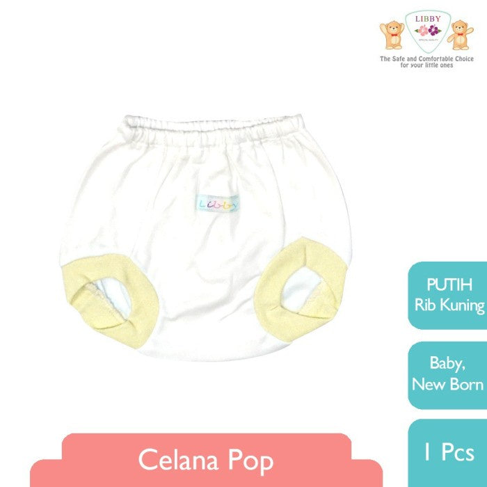 LIBBY Celana Pop Newborn Polos Putih List Rib Warna(1 pcs)