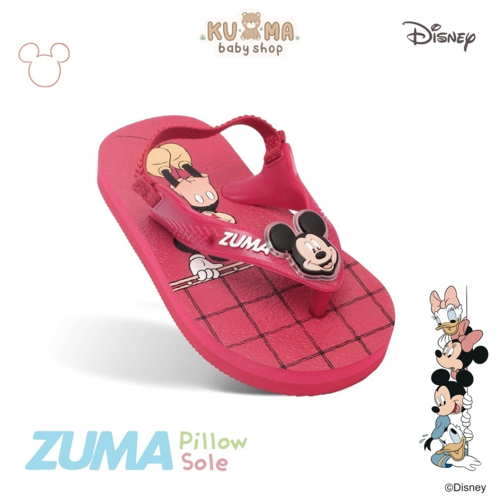 Zuma Baby x Disney Mickey 1 Red, Sandal Jepit Bayi Karet Tali Belakang, Merah