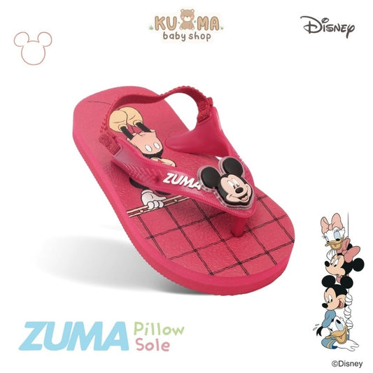 Zuma Baby x Disney Mickey 1 Red, Sandal Jepit Bayi Karet Tali Belakang, Merah