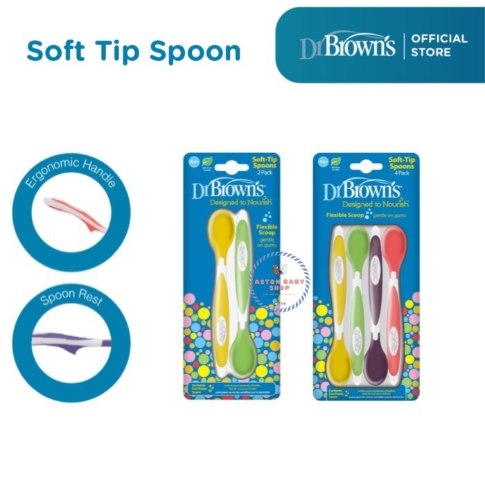 Dr Brown Soft Tip Spoon 2 pcs Dr Brown’s Sendok Makan Bayi