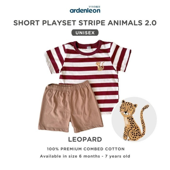 ARDENLEON Setelan Anak Kaos Anak Short Playset Stripe Animal 2.0