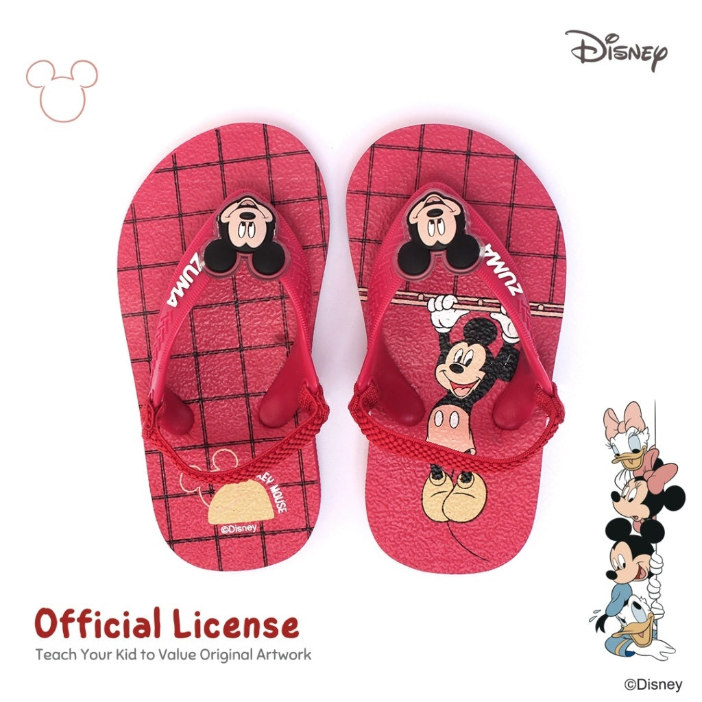 Zuma Baby x Disney Mickey 1 Red, Sandal Jepit Bayi Karet Tali Belakang, Merah