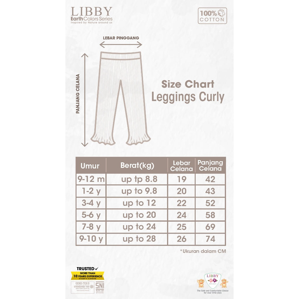 LIBBY Earth Legging Anak Perempuan Curly Girl (1PCS ) - Legging Bayi & Anak Perempuan 0-12 Tahun