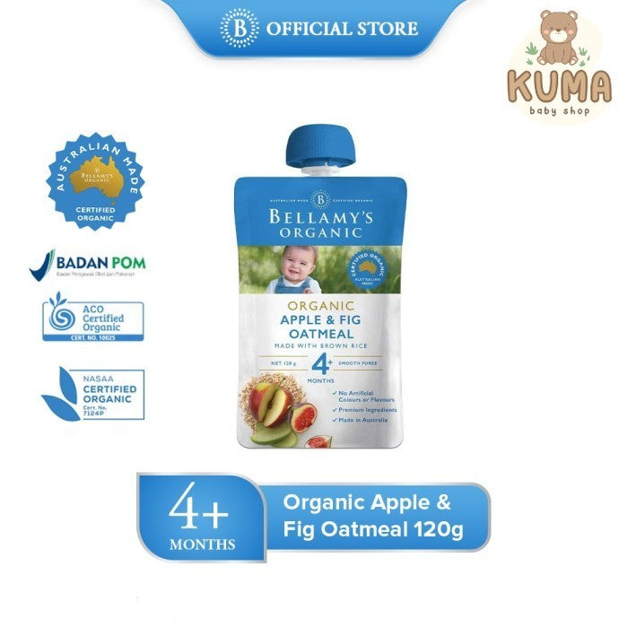 Bellamys - Organic Apple & Fig Oatmeal 120 g | MPASI Anak