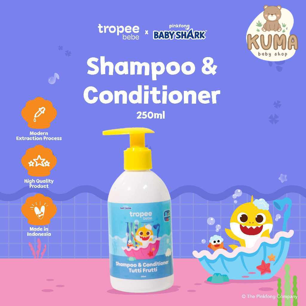 Tropee Bebe x Pinkfong - Shampo & Conditioner 250ml / Sampo Bayi dan Anak / Free SLS / Anti Lepek