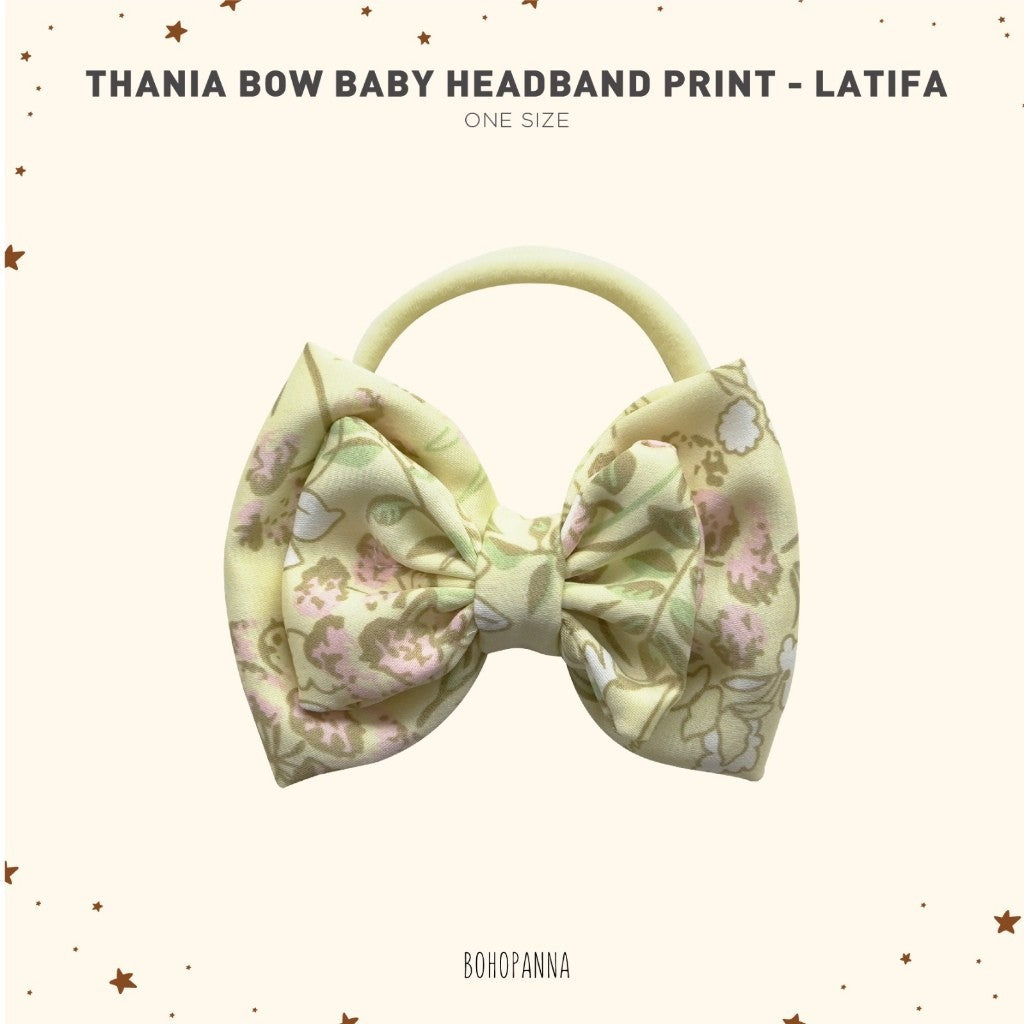 BOHOPANNA - RAYA COLLECTION 2025 - THANIA BOW BABY HEADBAND PRINT - Pita Bayi