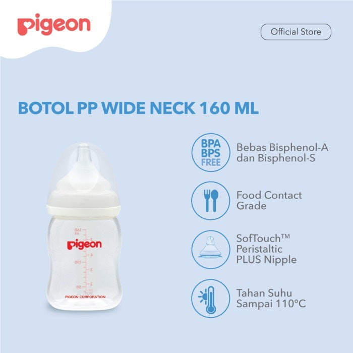 Pigeon Botol PP Wide Neck 160 Ml W/ P-Plus Nipple Dot Bayi 1pcs