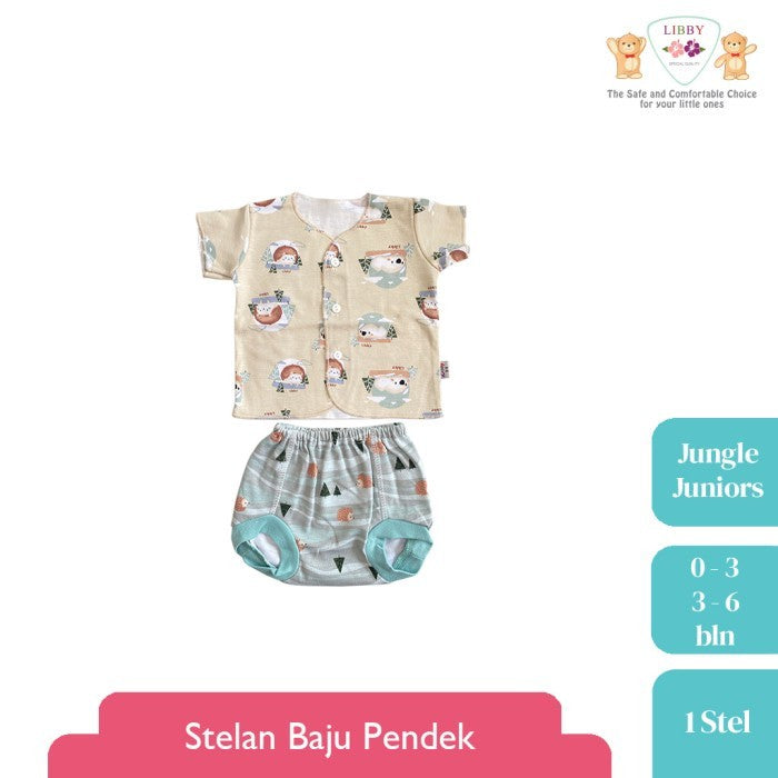 LIBBY Setelan Baju Pendek Celana Pop Newborn Motif Jungle Juniors
