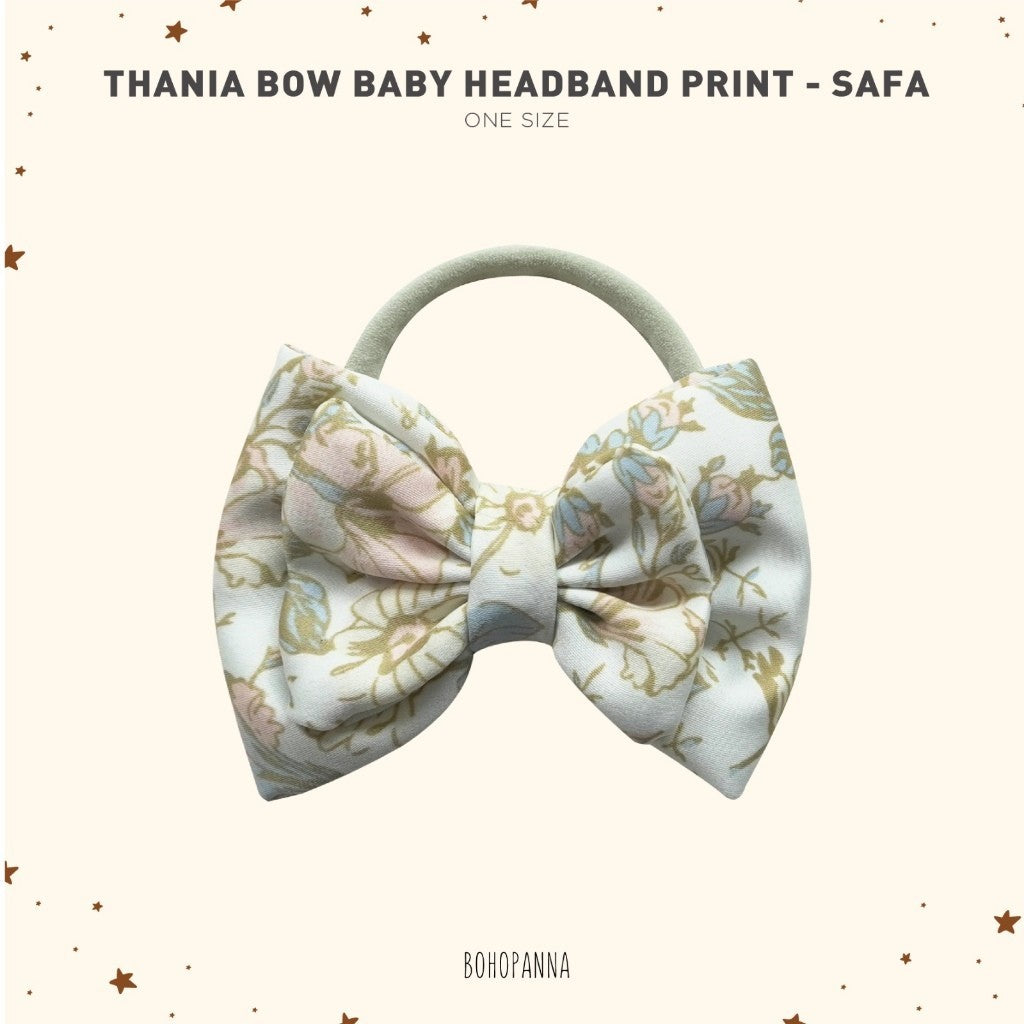 BOHOPANNA - RAYA COLLECTION 2025 - THANIA BOW BABY HEADBAND PRINT - Pita Bayi
