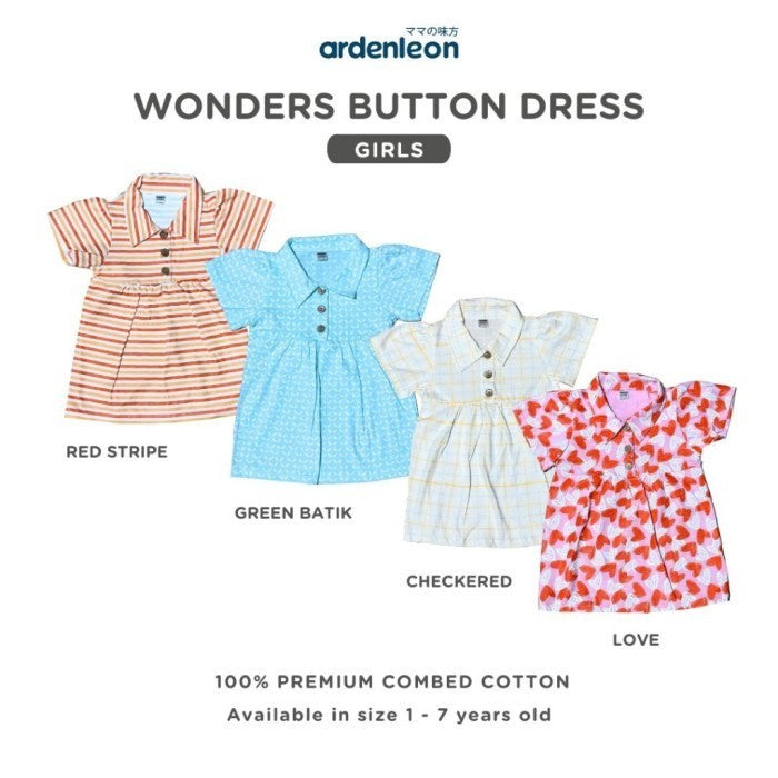 Ardenleon Rok Anak Wonders Button Dress Baju Anak Perempuan