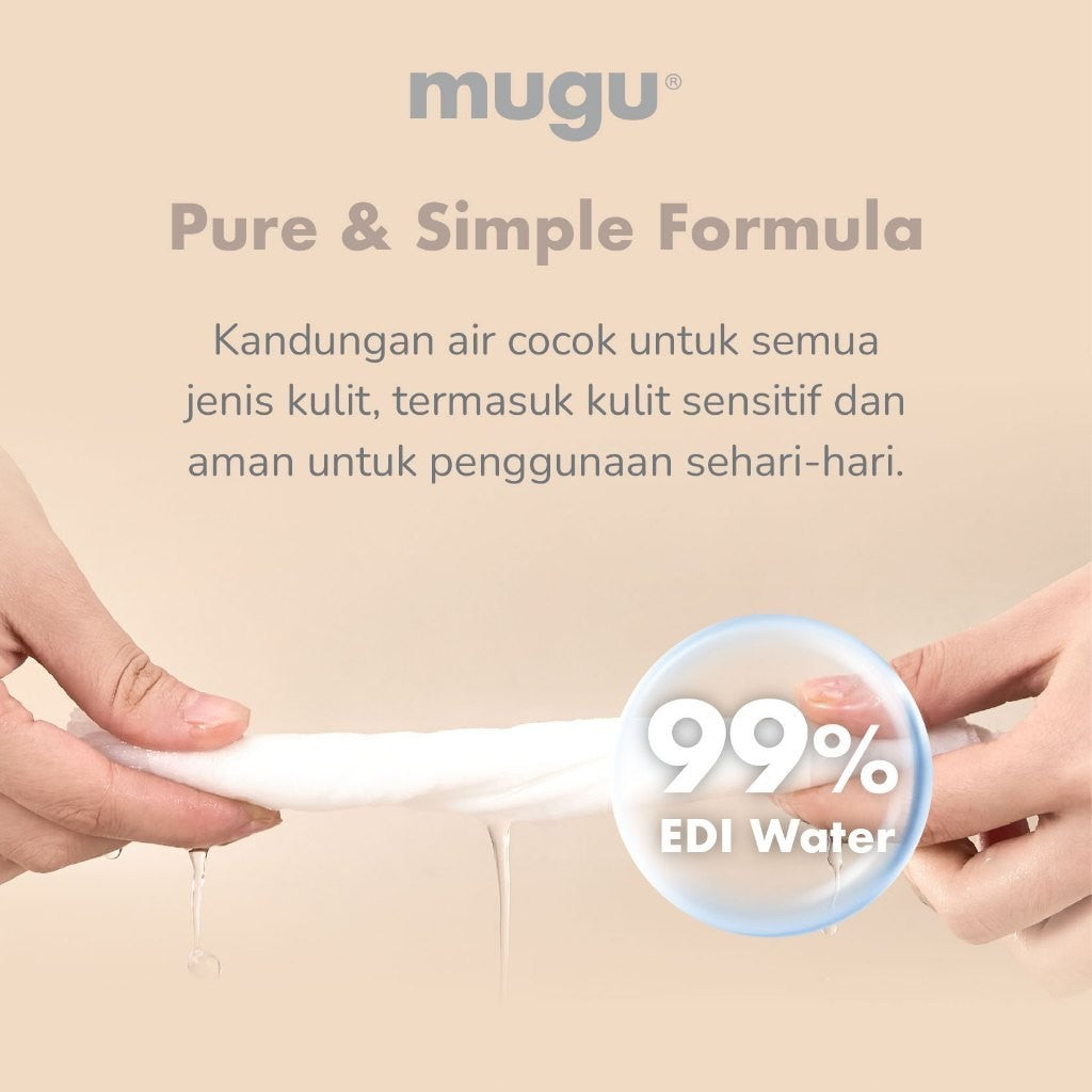 MOOIMOM X Mugu Baby Wet Wipes EDI Water 80 Sheets I Tisu Basah Travel Friendly I Non Alcohol Tanpa Parfume
