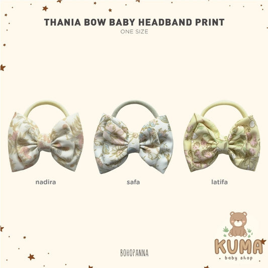 BOHOPANNA - RAYA COLLECTION 2025 - THANIA BOW BABY HEADBAND PRINT - Pita Bayi