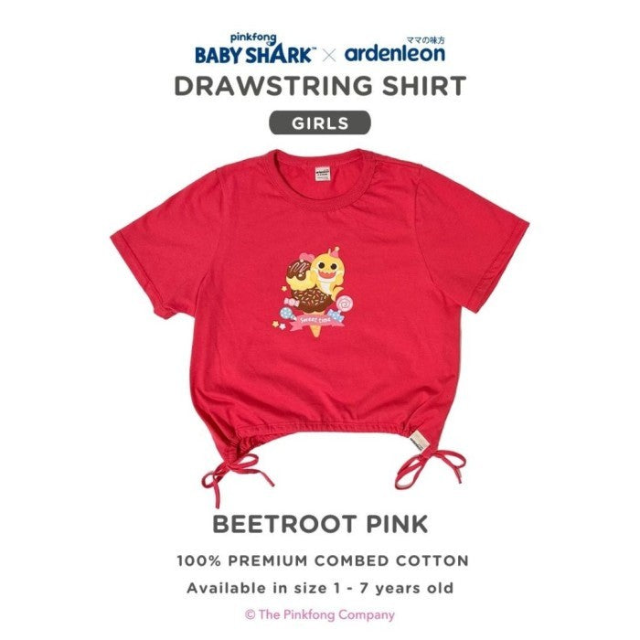 ARDENLEON Atasan Anak Perempuan Pinkfong Baby Shark Drawstring Shirt