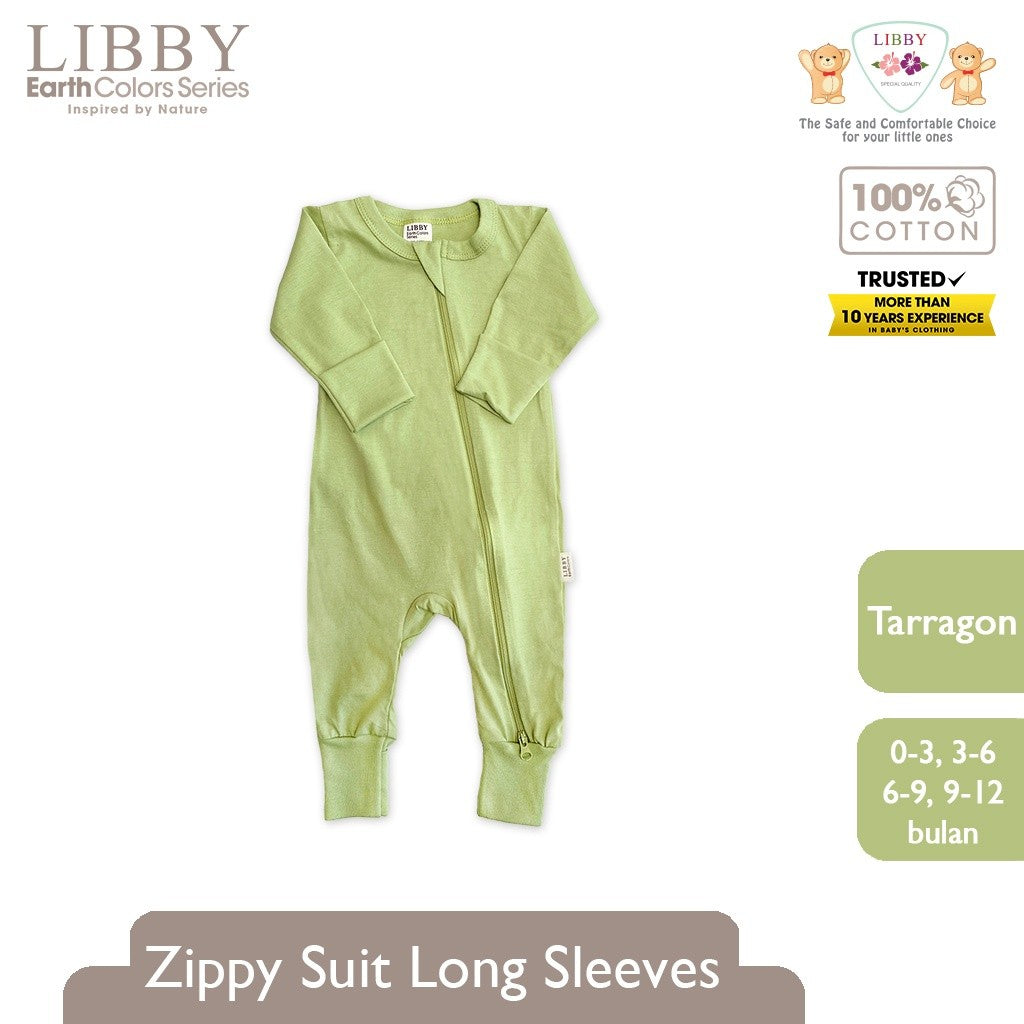 LIBBY Zippy Suit Lengan Panjang Bayi Laki-laki & Perempuan 0-12bln (1 Pcs / Pack) - Sleep Suit Playsuit Jump Suit Romper Bayi