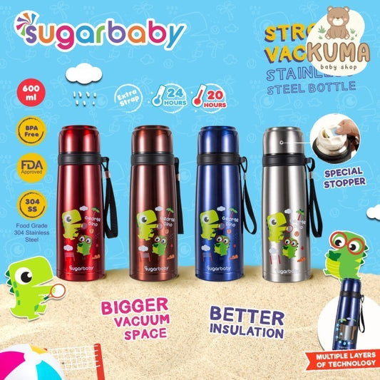 Sugar Baby STRONG Vacuum Stainless Steel Bottle (600 ml) - Dino