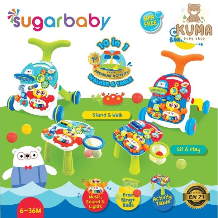 Sugar Baby 10IN1 Premium Activity Walker & Table - Push Walker
