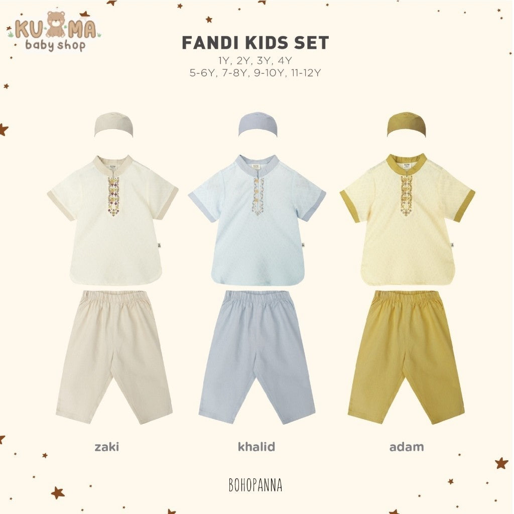 BOHOPANNA - RAYA COLLECTION 2025 - FANDI KIDS SET - Setelan Baju Bayi - Baju Muslim - Baju Raya