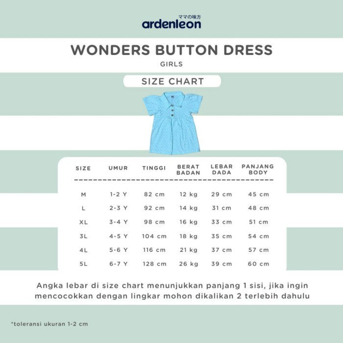 Ardenleon Rok Anak Wonders Button Dress Baju Anak Perempuan