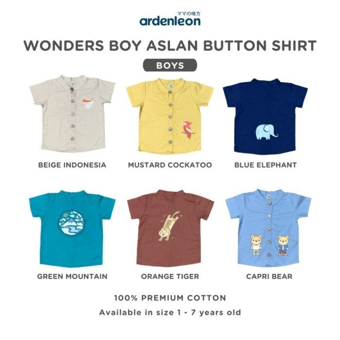 Ardenleon Atasan Anak Wonders Aslan Boy Button Shirt Kemeja Kancing