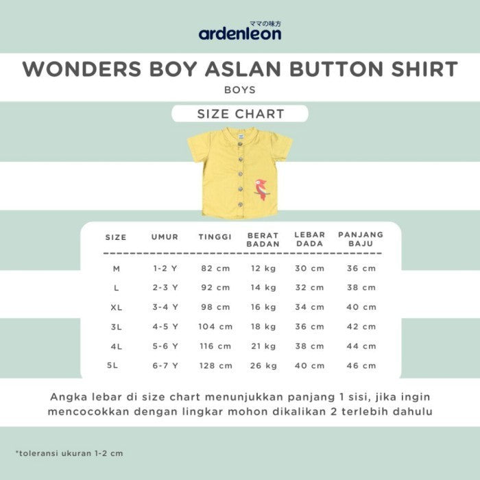 Ardenleon Atasan Anak Wonders Aslan Boy Button Shirt Kemeja Kancing