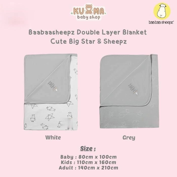 Baabaasheepz Double Layer Blanket Cute Big Star & Sheepz / Selimut