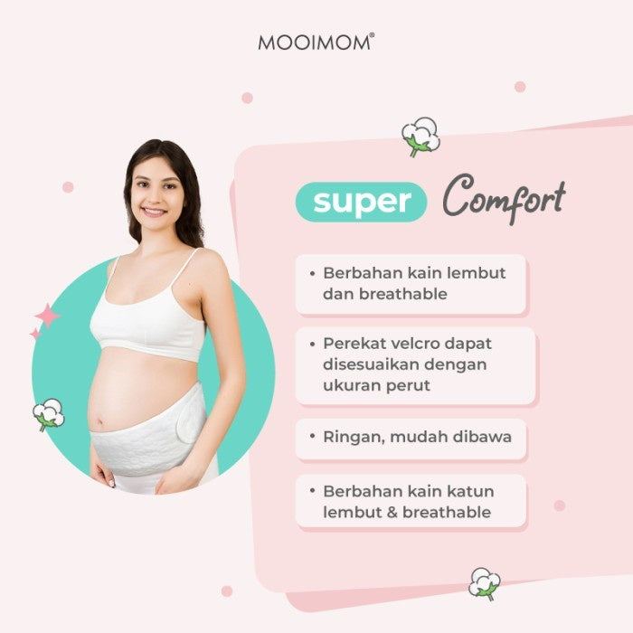 Penyangga Perut Ibu Hamil - MOOIMOM Cotton White Maternity Belt