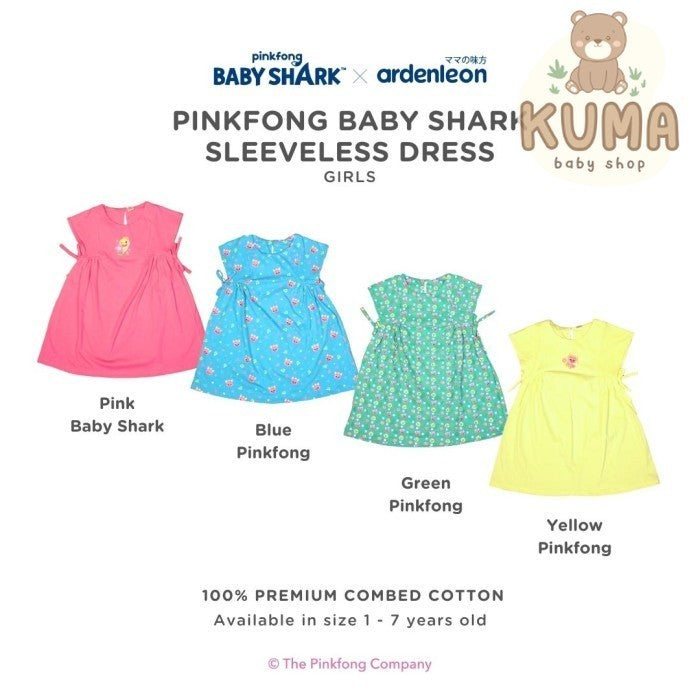 ARDENLEON Rok Anak Pinkfong Sleeveless Dress Anak Perempuan