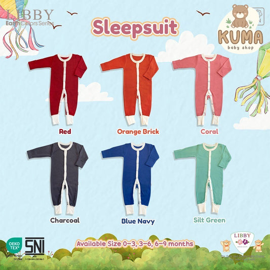 LIBBY Baju Tidur Bayi Sleepsuit Bodysuit Romper Polos Drop Needle 0-9 Bulan (1 Pcs / Pack)