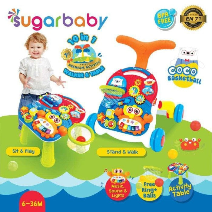 Sugar Baby 10IN1 Premium Activity Walker & Table - Push Walker