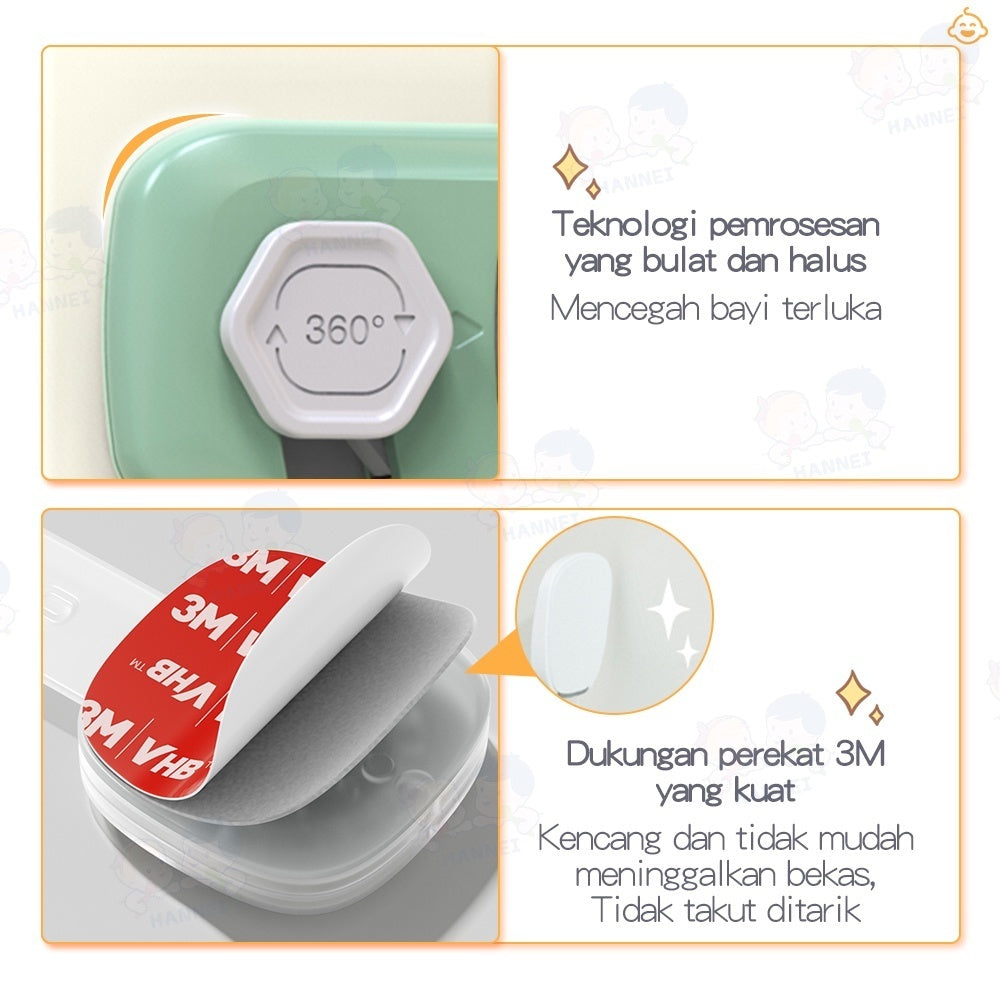 Hannei Pengaman Laci Lemari Bayi Safety Lock Kunci Kulkas Pengaman Laci Pintu Serbaguna