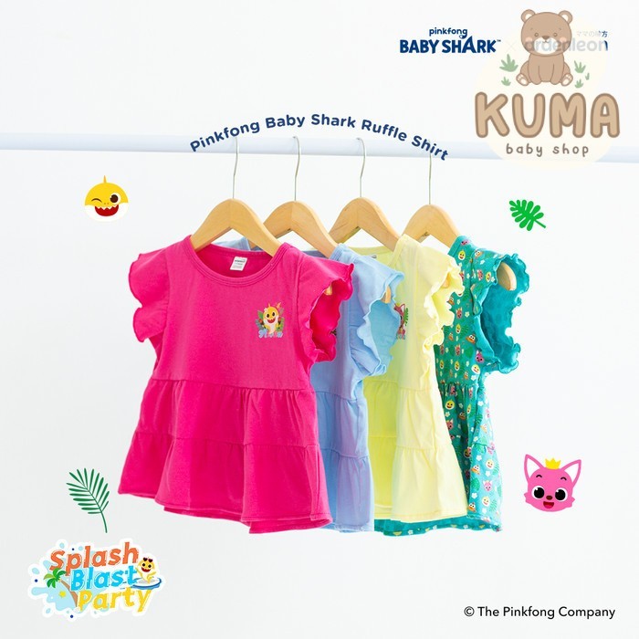 ARDENLEON Atasan Anak Pinkfong Ruffle Shirt Kaos Anak Perempuan