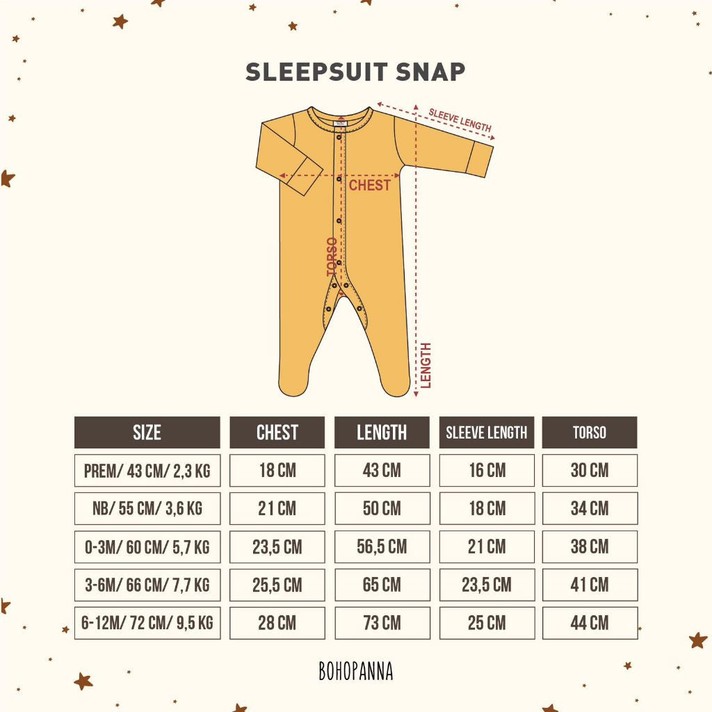 BOHOPANNA - SLEEPSUIT SNAP - Baju Tidur Anak BP2381