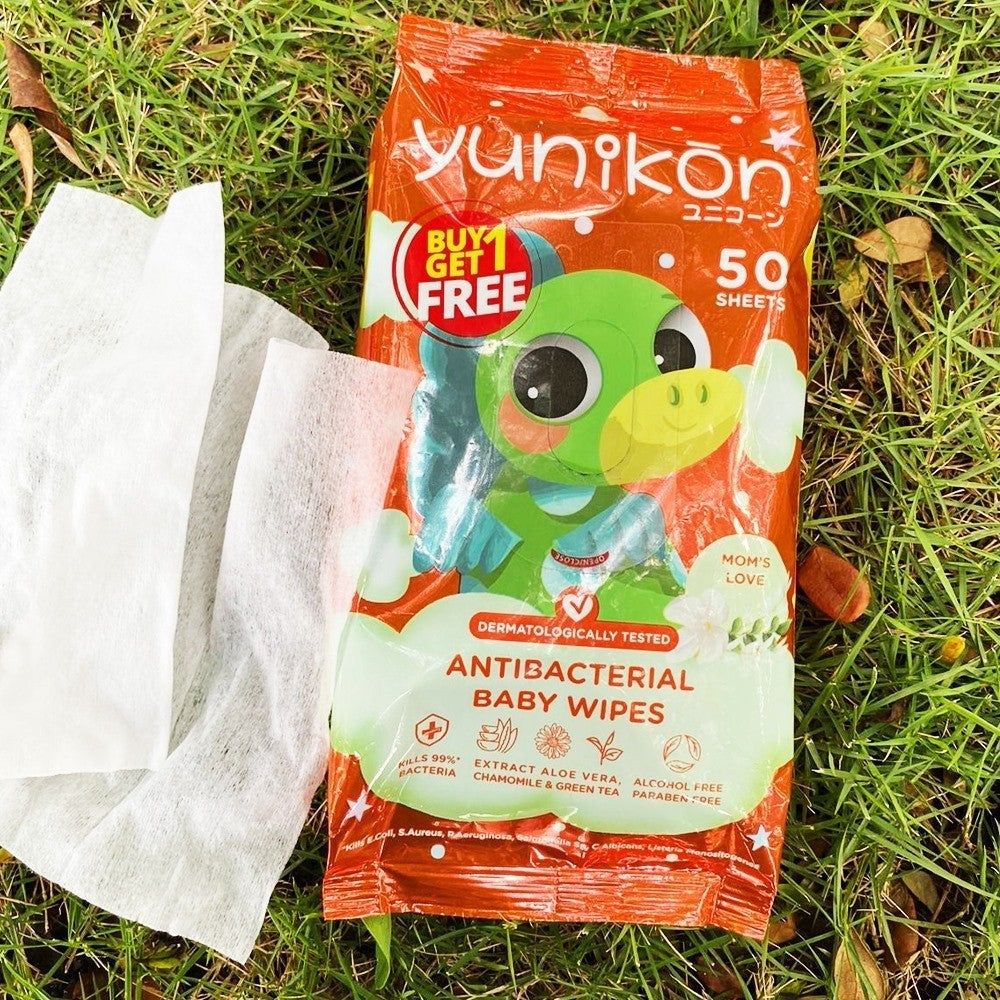 Yunikon Antibacterial Baby Wipes Peach BUY 1 GET 1 FREE [50 Sheets x 2 Pcs] Tisu Basah Bayi