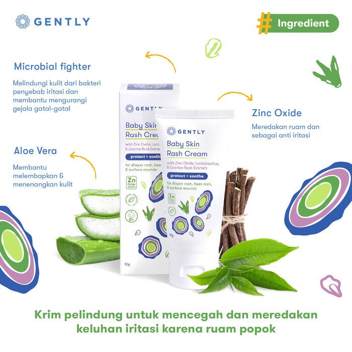 Gently Baby Rash Cream 50 gr | Krim Pereda Ruam Popok pada Bayi