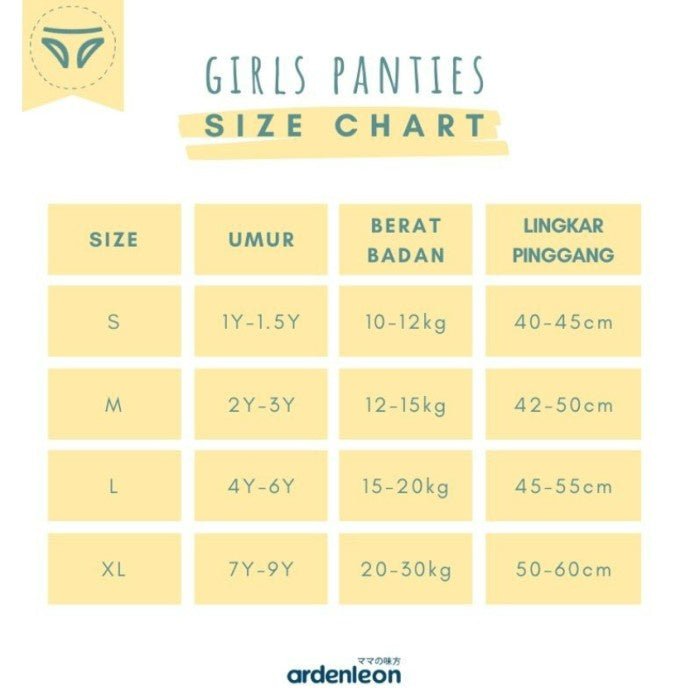 Ardenleon Girls Panties 2-9 Tahun Celana Dalam Anak Perempuan