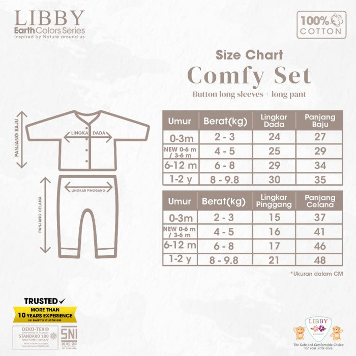 LIBBY Earth Comfy Setelan Panjang Seri 5 (1stel/pack) Baju Kancing