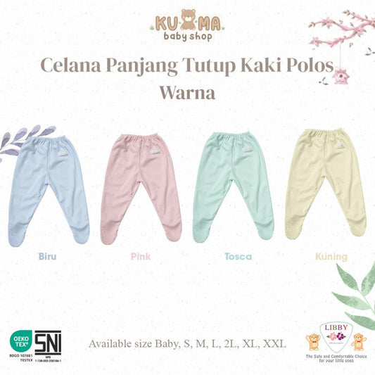 LIBBY Celana Panjang Tutup Kaki Polos Warna dan Putih (1Pcs)