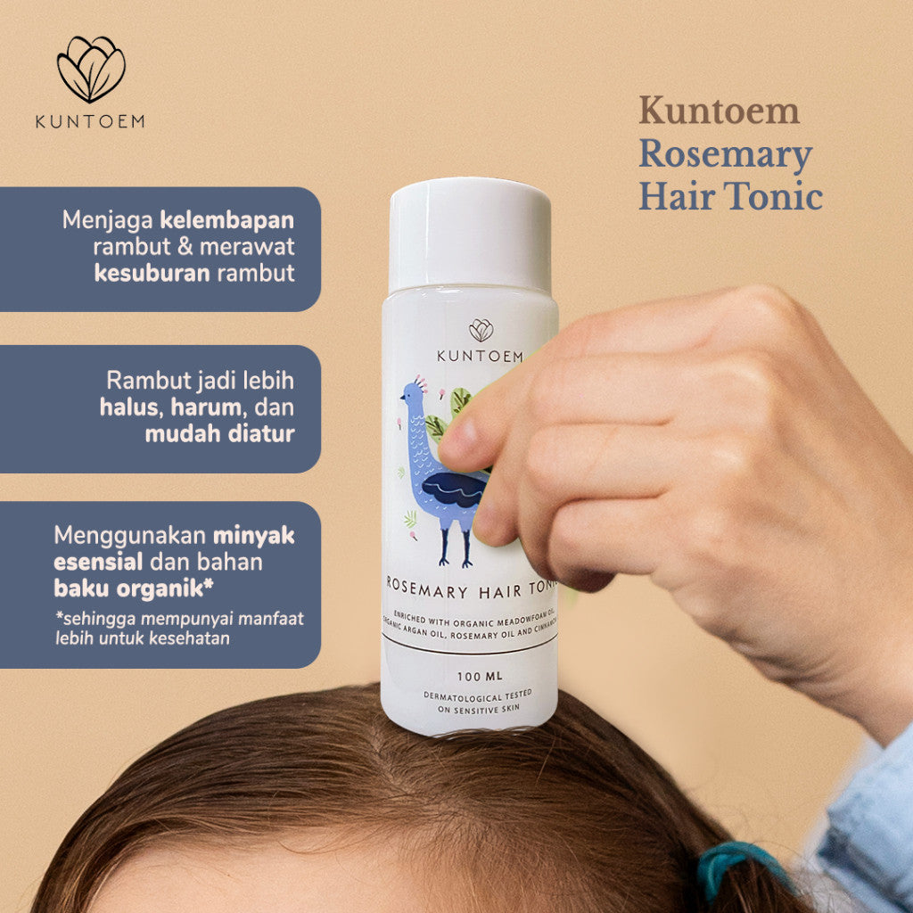 Kuntoem Rosemary Hair Tonic Anak Baby minyak organik tumbuhan dan ekstrak botanical menjaga kelembapan rambut, dan merawat kesuburan rambut