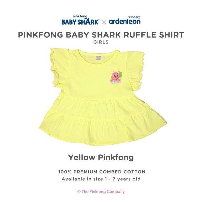 ARDENLEON Atasan Anak Pinkfong Ruffle Shirt Kaos Anak Perempuan