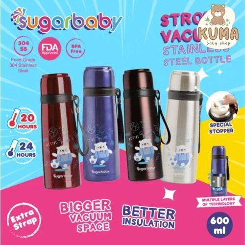 Sugar Baby Strong Vacuum Stainless Steel Bottle 600ml Bear