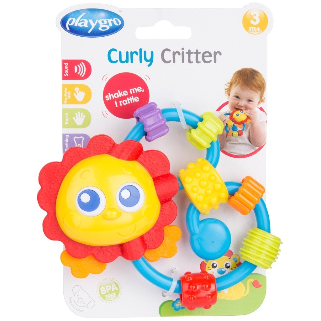 Playgro Curly Critter Lion - Mainan Gigitan Anak Bayi