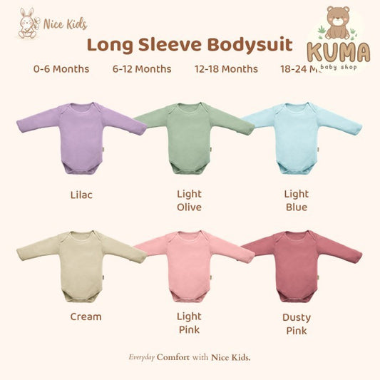 Nice Kids Baby Long Sleeve Bodysuit Soft Color Baju Bayi