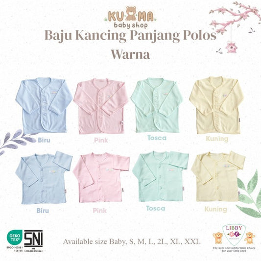 LIBBY 1 PCS Baju Panjang Newborn Polos Warna  (1 PCS)