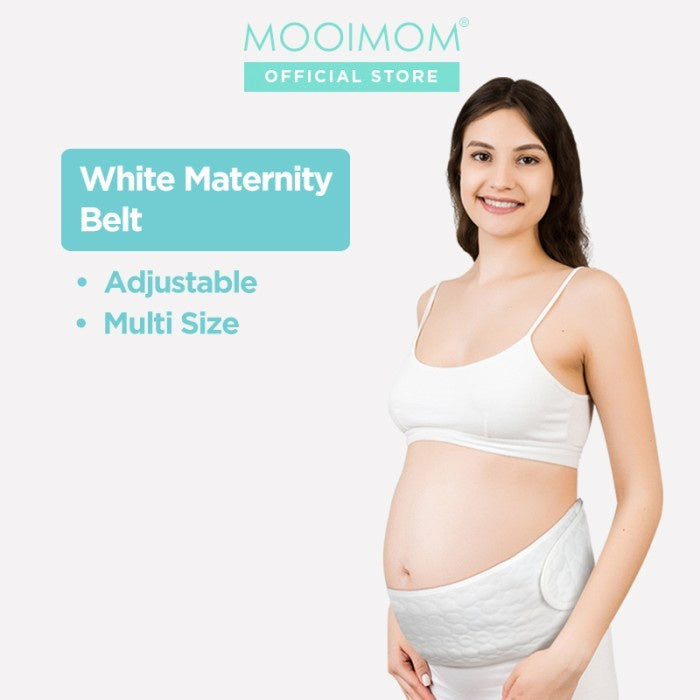 Penyangga Perut Ibu Hamil - MOOIMOM Cotton White Maternity Belt